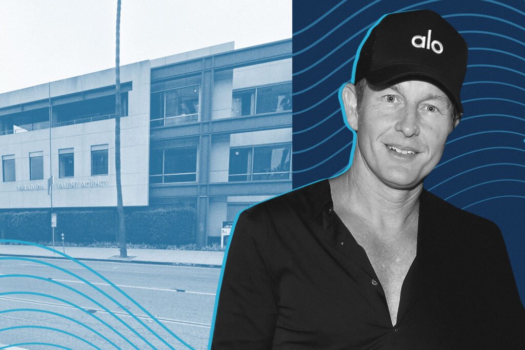 Alo Yoga's Danny Harris and 8942 Wilshire Boulevard (Getty, Google Maps)